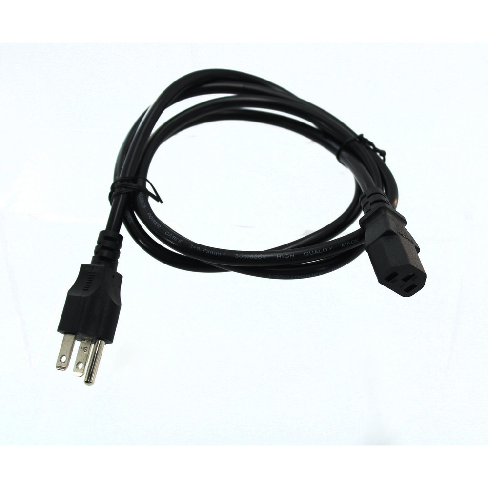 Lordtronics 3 Prong AC Power Cord Cable IEC C13 NEMA 5-15P Black 300/500V